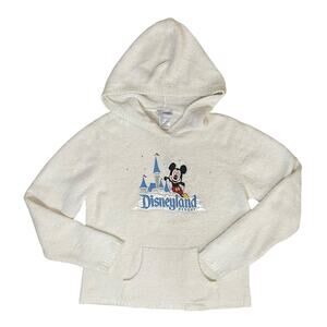 Disneyland‎ Resort Plush Pullover Hoodie Womens M Mickey Cinderella Castle Bling
